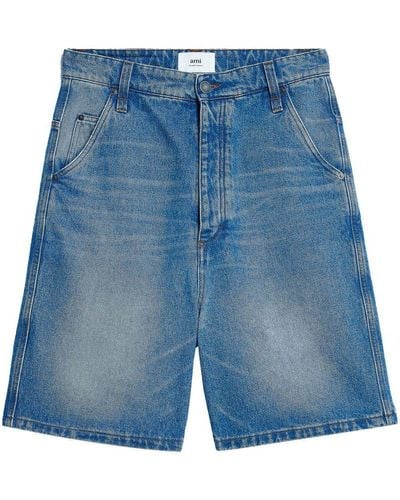 Ami Paris Alex Jeans-Shorts mit weitem Bein - Blau