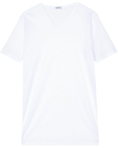 Zimmerli of Switzerland Camiseta con cuello en V - Blanco
