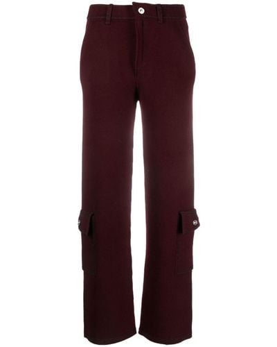 Barrie Fine-knit Denim-effect Cargo Trousers - Purple
