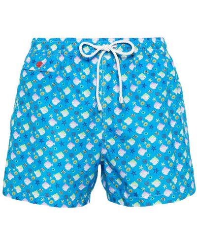 Kiton Zwembroek Met Print - Blauw