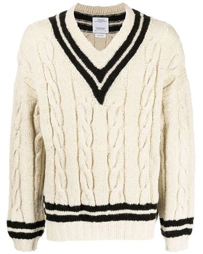 Visvim Cable-knit V-neck Sweater - Natural