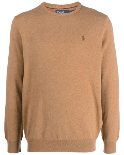Polo Ralph Lauren Pull en laine à logo brodé - Marron
