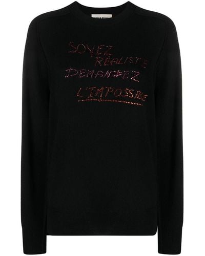 Sonia Rykiel Slogan-embellished Wool Sweater - Black