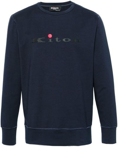 Kiton Logo-print Cotton Blend Sweatshirt - Blue
