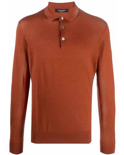 Zegna Fijngebreid Poloshirt - Bruin