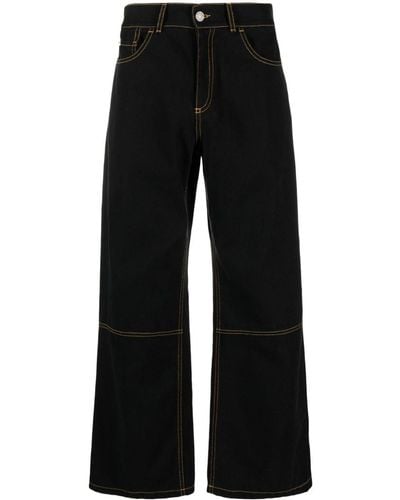 Rassvet (PACCBET) Embroidered-motif Cotton Wide-leg Jeans - Black