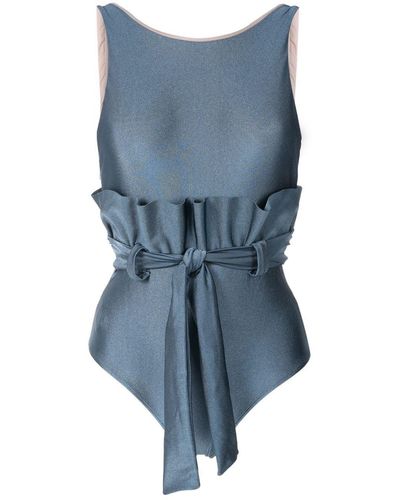 Adriana Degreas Maillot de bain Couture à taille ceinturée - Bleu