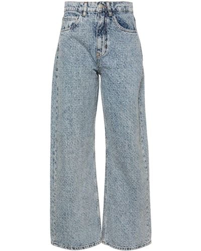 Maje Rhinestone Xl Mid-rise Straight-leg Jeans - Blue