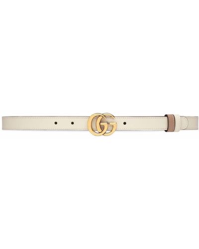 Gucci Leather Belt With Double G Buckle - Naturel