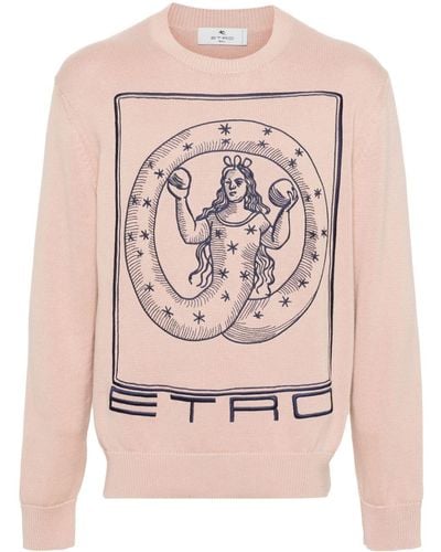 Etro Motif-embroidered Cotton Jumper - Pink