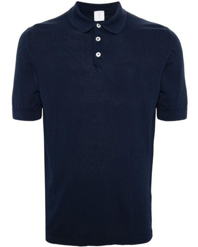 Eleventy Fijngebreid Poloshirt - Blauw