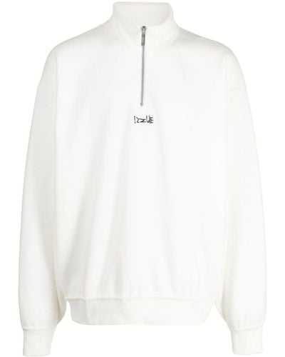 Izzue Stud-embellished Half-zip Sweatshirt - White