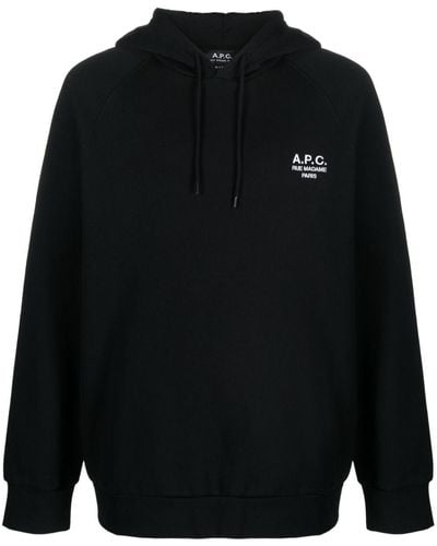 A.P.C. Oscar Logo-embroidered Cotton Hoodie - Black