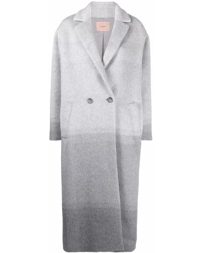 Twin Set Gradient-effect Notched-lapels Double-breasted Coat - Grey