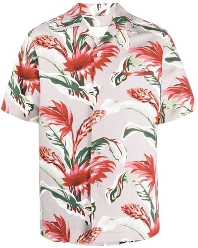 Maison Margiela Floral-print Short-sleeve Shirt - Red
