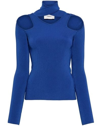 Coperni Cut-out Ribbed-knit Sweater - Blue