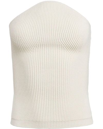 Khaite Strapless Ribbed-knit Top - White