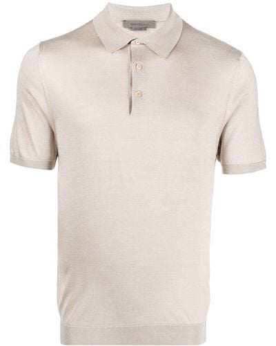 Corneliani Silk Short-sleeved Polo Shirt - Natural