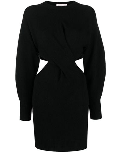 Alexander McQueen Ribgebreide Mini-jurk - Zwart