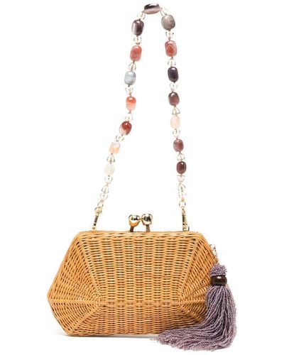 Serpui Blanca Bead-embellished Clutch Bag - Natural
