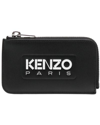 KENZO Logo-print Leather Cardholder - Black