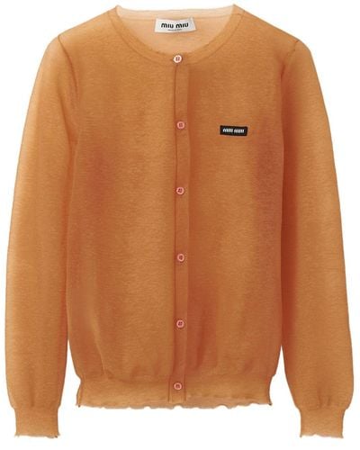Miu Miu Fine-knit Buttoned Cardigan - Brown