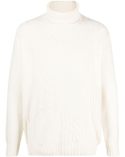 Canali Patch-detail Roll-neck Sweater - White
