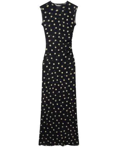Stella McCartney Vestido largo con estampado de lunares - Negro