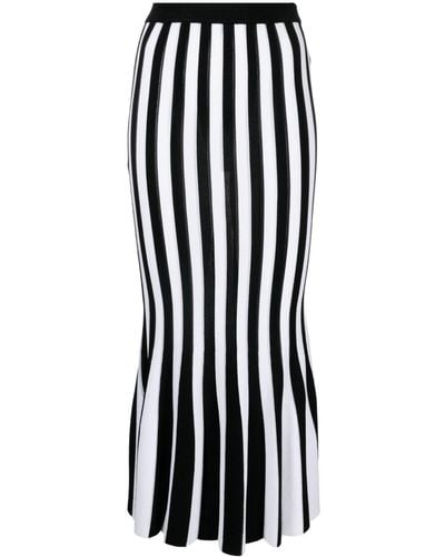 Moschino Striped Knitted Midi Skirt - Black