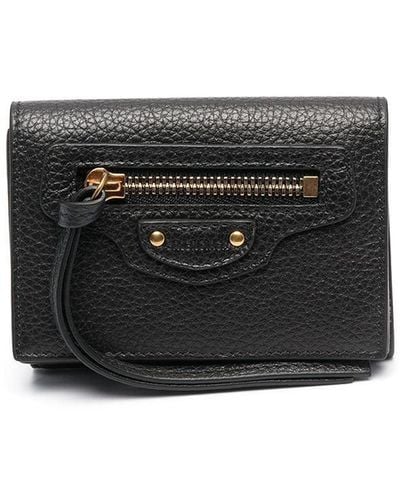 Balenciaga Neio Classic Leather Mini Wallet - Black