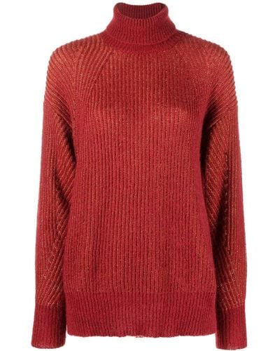 Twin Set Ribbed Roll Neck Sweater - Red