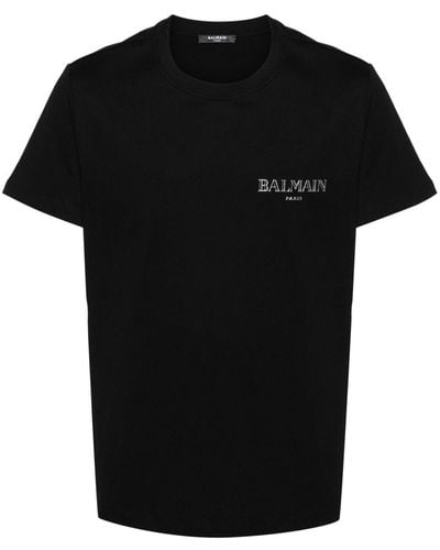 Balmain Logo-appliqué cotton T-shirt - Schwarz