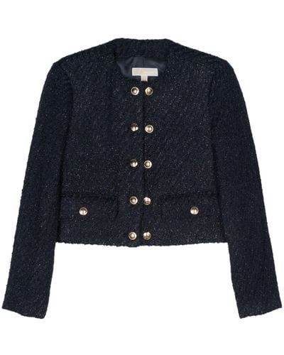 MICHAEL Michael Kors Cropped Tweed Jacket - Blue
