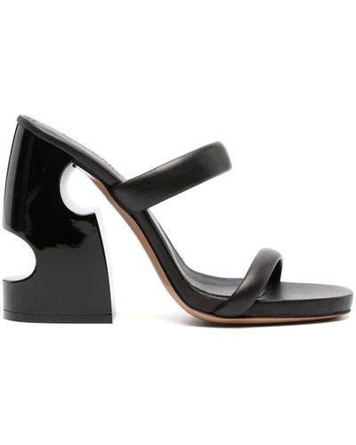 Off-White Pop Paperclip 100m leather mules - Brown