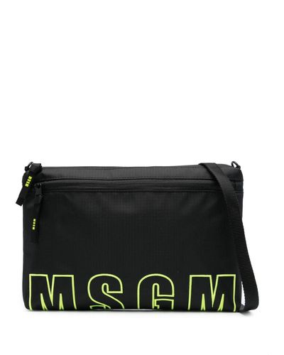 MSGM Embroidered-logo Shoulder Bag - Black