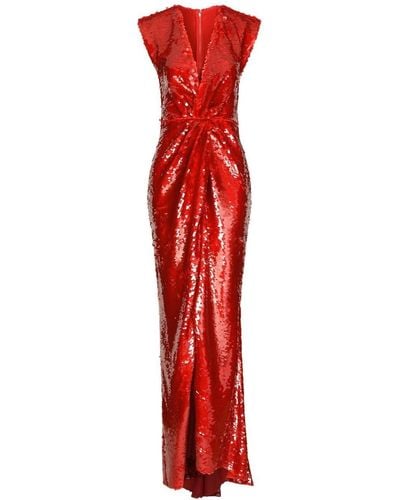 Dolce & Gabbana Sequin-embellished Draped Dress - Red