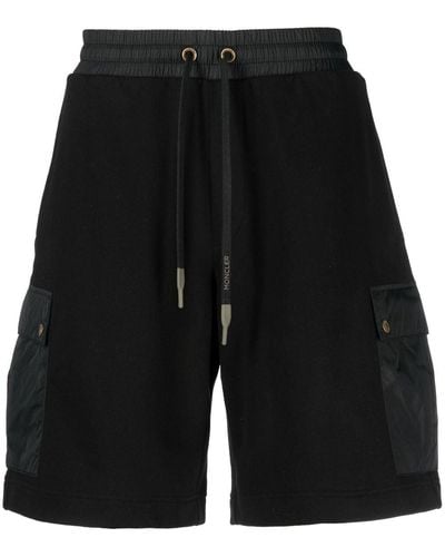 Moncler Short en coton à patch logo - Noir