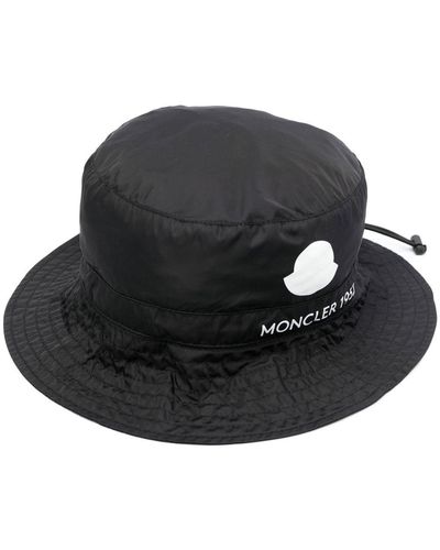 Moncler Sombrero de pescador con logo estampado - Negro