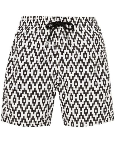 Mc2 Saint Barth Gustavia Geometric-print Swim Shorts - Black