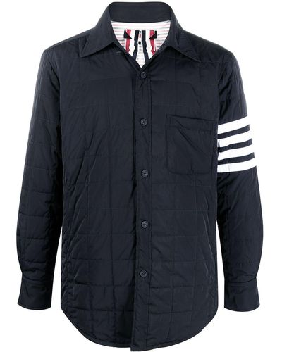 Thom Browne 4-bar Stripe Padded Shirt Jacket - Blue