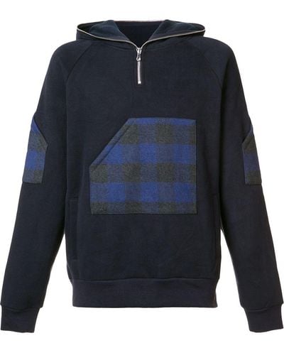 Mostly Heard Rarely Seen Plaid Zipped Neck Hoodie - Blauw