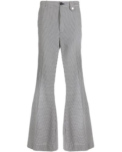 Egonlab Houndstooth Flared Cotton Pants - Gray