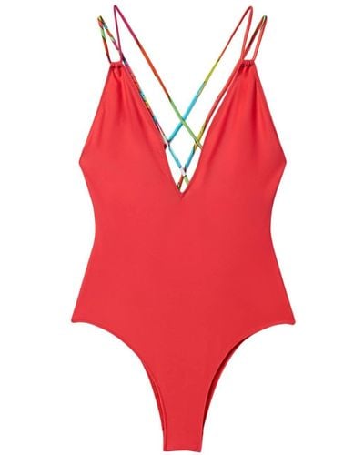 Emilio Pucci Iride-strap Open-back Swimsuit - Red