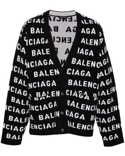 Balenciaga &ホワイト ボタン カーディガン - ブラック