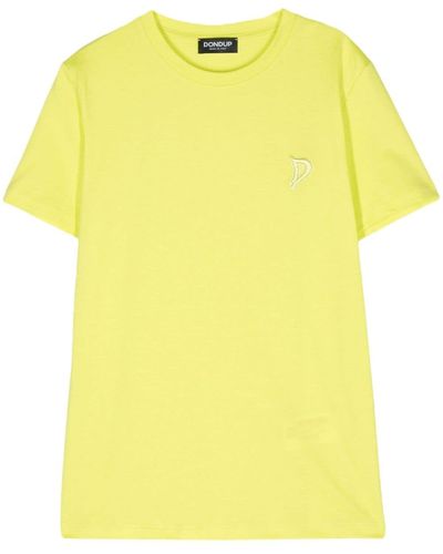 Dondup T-shirt en coton à logo brodé - Jaune