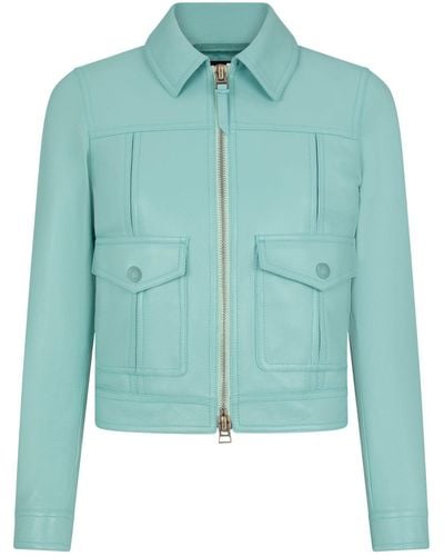 Tom Ford Cropped Leather Jacket - Green