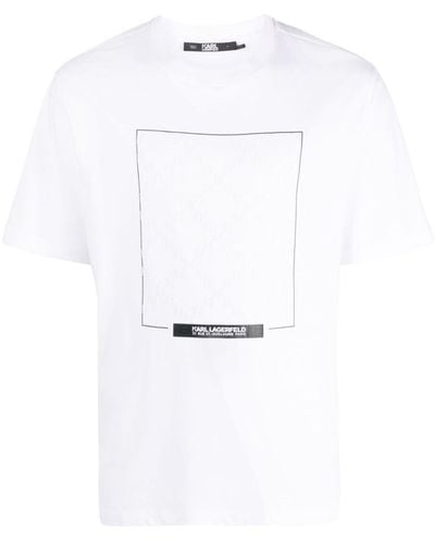 Karl Lagerfeld Monogram-print Organic Cotton T-shirt - White
