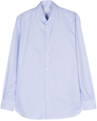 Mazzarelli Long-sleeve Cotton Shirt - Blue