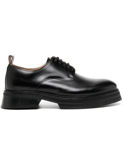 VINNY'S Officer Chunky Leather Derby Shoes - Black