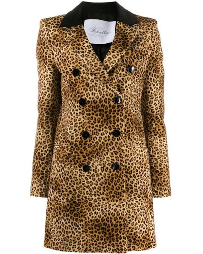 Redemption Double Breasted Leopard-print Coat - Brown